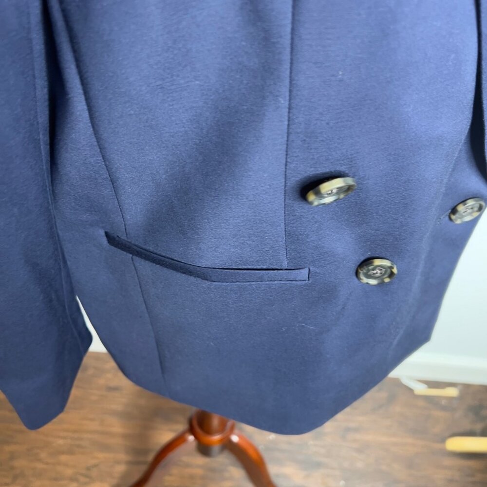 J.Crew $278 Petite Double Breasted Relaxed Blazer City Twill Navy Size P0 BX787 - Picture 6 of 10